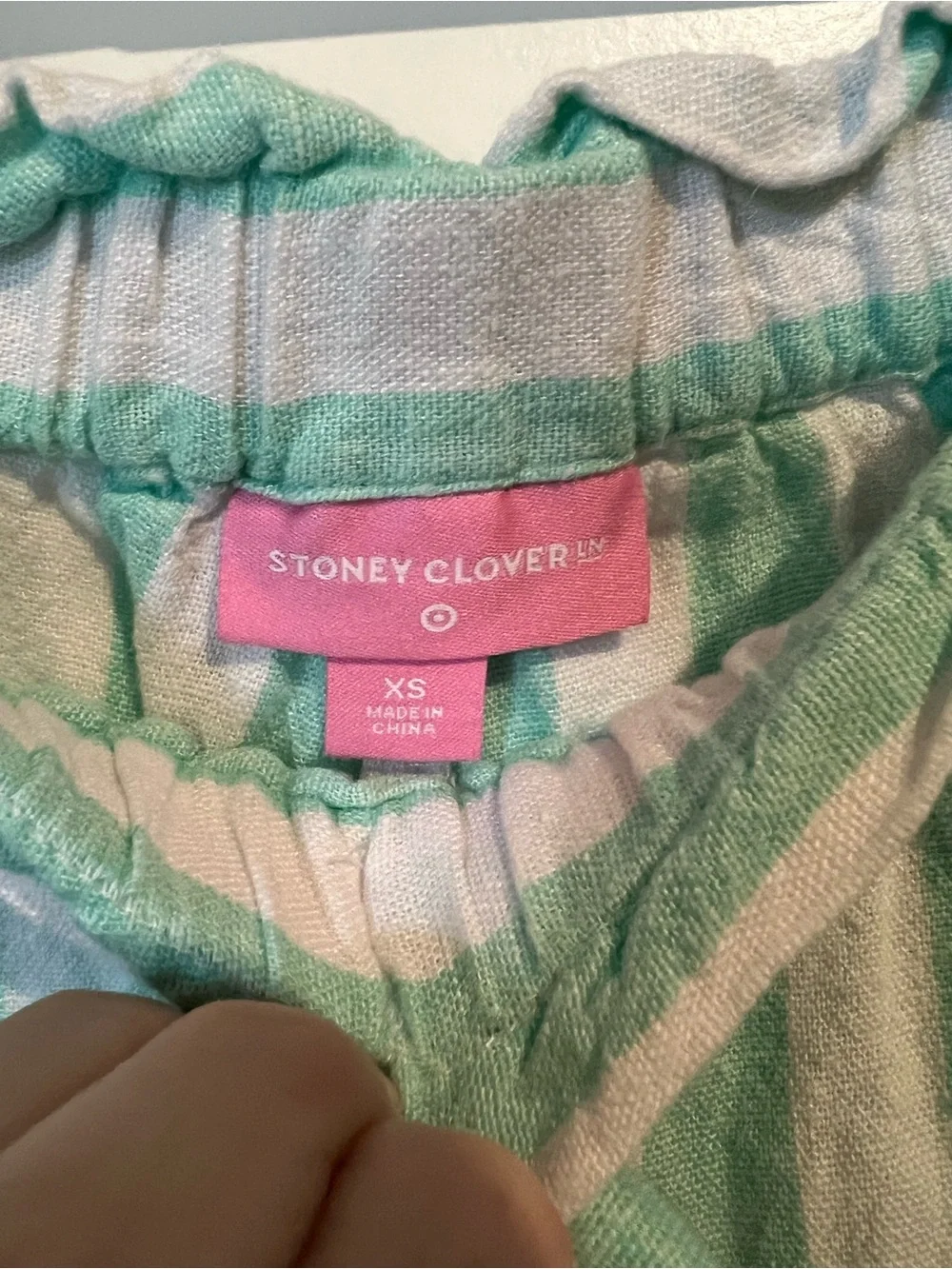 Stoney Clover Lane Mint & White Striped Tie-Shoulder Set